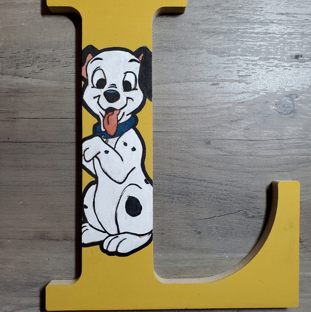 Hand painted 101 Dalmatians puppy letter art